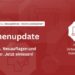 Grafik zum „Themenupdate“ mit Hinweis auf das neue Thema „Naturgefahren – Stürme und Gewitter“ vor rotem Hintergrund mit Symbolen aus dem Arbeitsschutz.